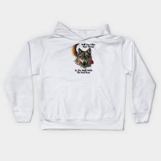 Wolf with Red Rose Kids Hoodie